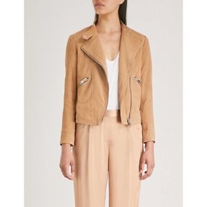 Reiss Ellen Suede Leather Biker Jacket (size 2)